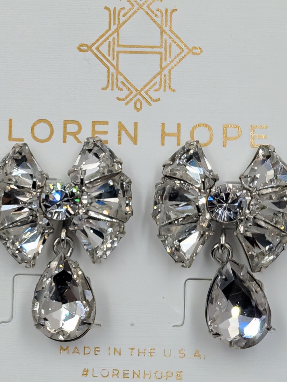 Loren Hope Frances Crystal Bow Drop Statement Earrings | 1106